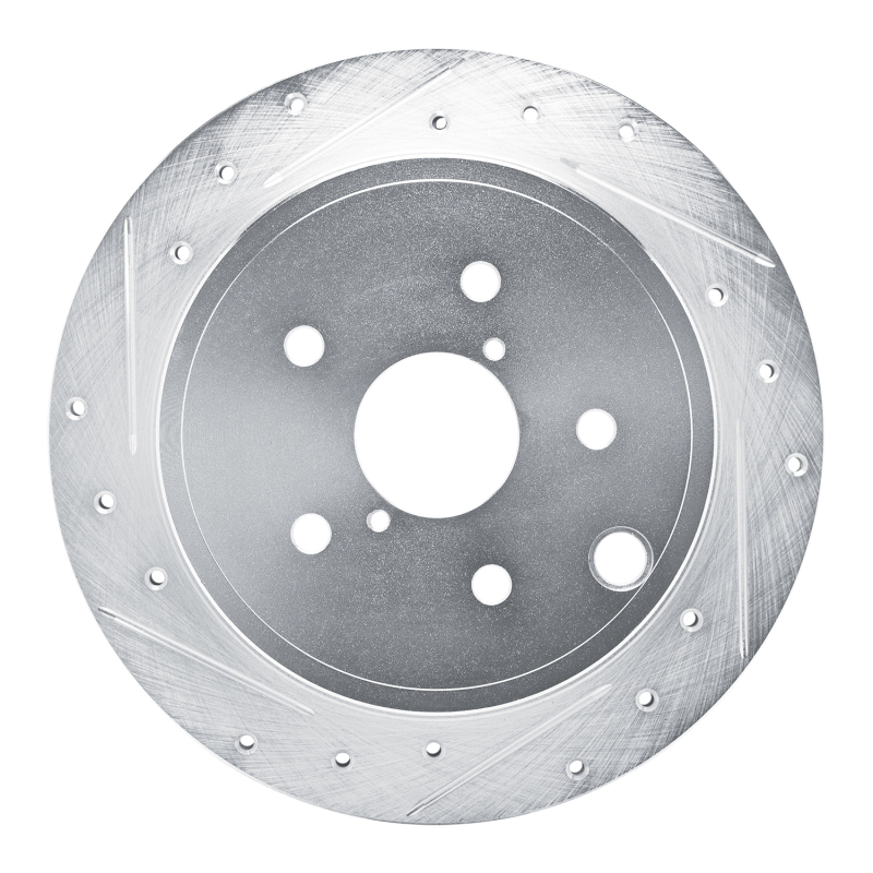 Subaru WRX Brake Rotor (1) - Rear Left - R1 Concepts - Drilled & Slotted - Silver - `22-`25